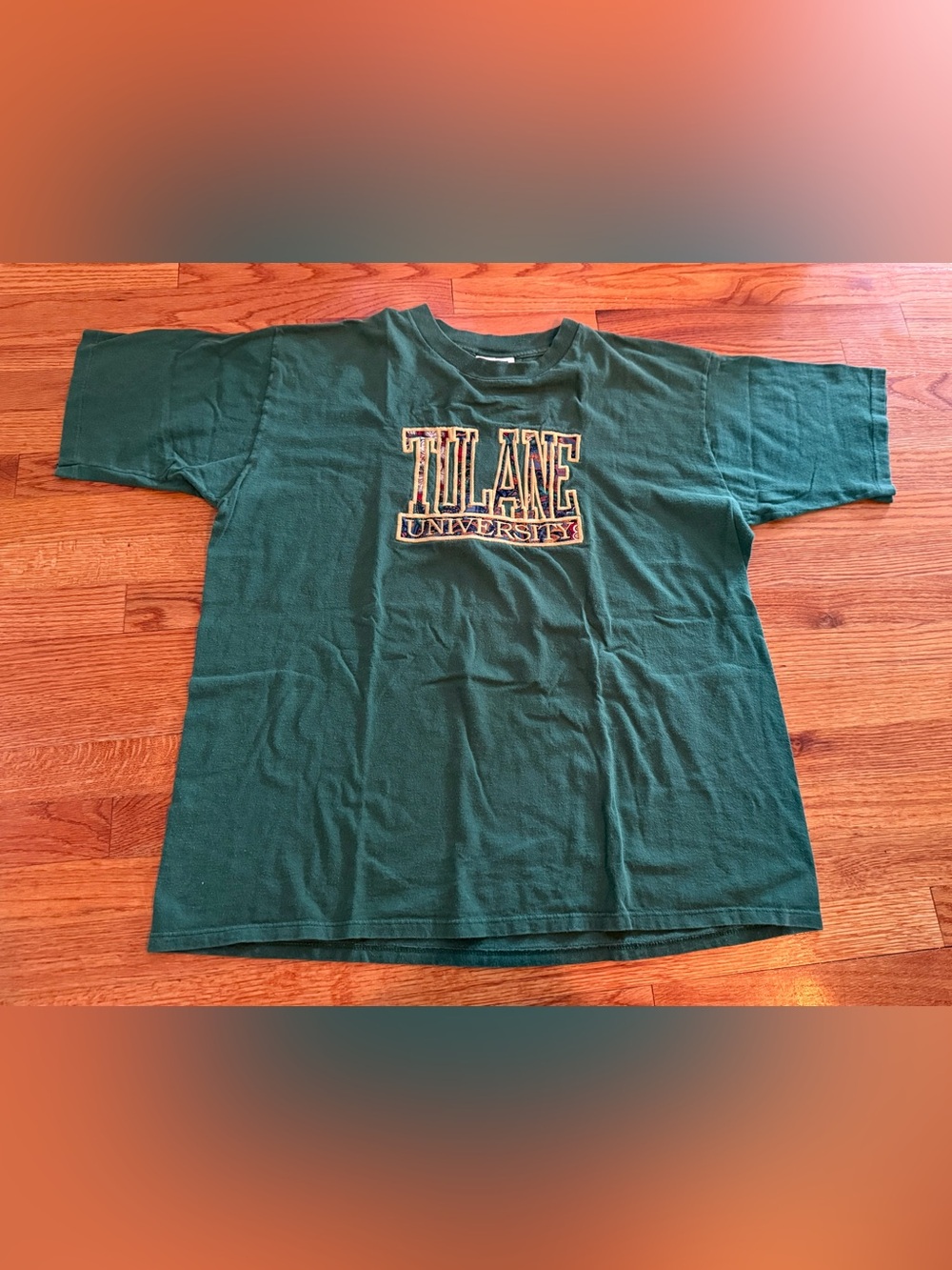 Rare Vintage Tulane University Green Wave Big T Logo Single Stitch XL T Shirt